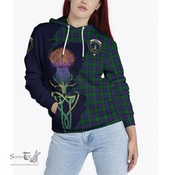 Scottish Shaw Clan Tartan Crest with Thistle and Scotland Map Tartan Plaid Hoodie Scottish Plaid Tartan Plaid - ScotsTee - scotstee.com