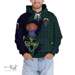 Scottish Shaw Clan Tartan Crest with Thistle and Scotland Map Tartan Plaid Hoodie Scottish Plaid Tartan Plaid - ScotsTee - scotstee.com