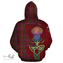 Scottish MacRae Red Clan Tartan Crest with Thistle and Scotland Map Tartan Plaid Hoodie Scottish Plaid Tartan Plaid - ScotsTee - scotstee.com