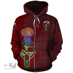 Scottish MacRae Red Clan Tartan Crest with Thistle and Scotland Map Tartan Plaid Hoodie Scottish Plaid Tartan Plaid - ScotsTee - scotstee.com
