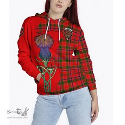 Scottish Munro Modern Clan Tartan Crest with Thistle and Scotland Map Tartan Plaid Hoodie Scottish Plaid Tartan Plaid - ScotsTee - scotstee.com