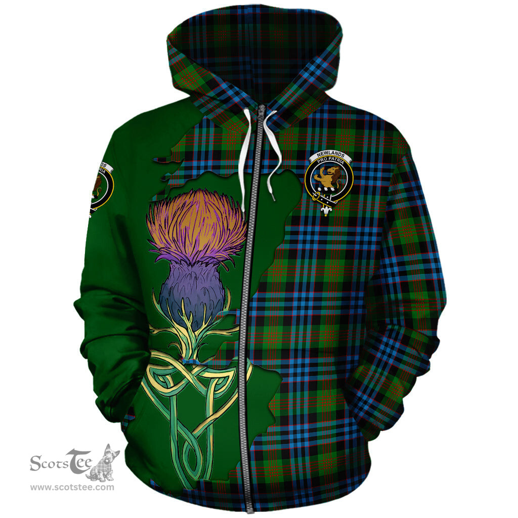 Scottish Newlands of Lauriston Clan Tartan Crest with Thistle and Scotland Map Tartan Plaid Hoodie Scottish Plaid Tartan Plaid - ScotsTee - scotstee.com