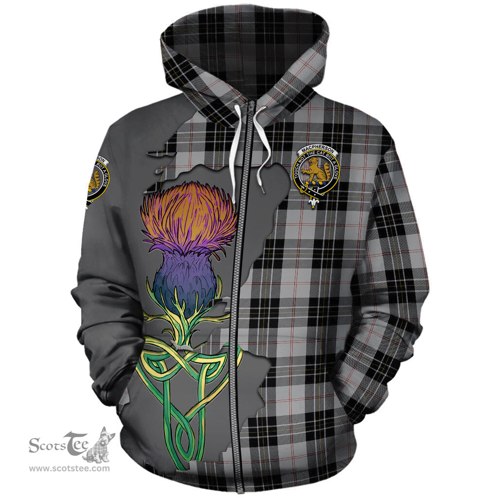 Scottish MacPherson Dress Clan Tartan Crest with Thistle and Scotland Map Tartan Plaid Hoodie Scottish Plaid Tartan Plaid - ScotsTee - scotstee.com