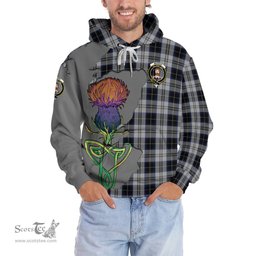 Scottish Menzies Black Dress Clan Tartan Crest with Thistle and Scotland Map Tartan Plaid Hoodie Scottish Plaid Tartan Plaid - ScotsTee - scotstee.com
