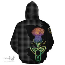 Scottish Stewart Mourning Clan Tartan Crest with Thistle and Scotland Map Tartan Plaid Hoodie Scottish Plaid Tartan Plaid - ScotsTee - scotstee.com