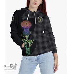 Scottish Stewart Mourning Clan Tartan Crest with Thistle and Scotland Map Tartan Plaid Hoodie Scottish Plaid Tartan Plaid - ScotsTee - scotstee.com