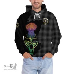 Scottish Stewart Mourning Clan Tartan Crest with Thistle and Scotland Map Tartan Plaid Hoodie Scottish Plaid Tartan Plaid - ScotsTee - scotstee.com