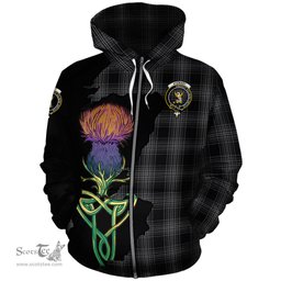 Scottish Stewart Mourning Clan Tartan Crest with Thistle and Scotland Map Tartan Plaid Hoodie Scottish Plaid Tartan Plaid - ScotsTee - scotstee.com