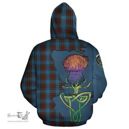 Scottish Stewart Royal Blue Clan Tartan Crest with Thistle and Scotland Map Tartan Plaid Hoodie Scottish Plaid Tartan Plaid - ScotsTee - scotstee.com