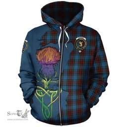 Scottish Stewart Royal Blue Clan Tartan Crest with Thistle and Scotland Map Tartan Plaid Hoodie Scottish Plaid Tartan Plaid - ScotsTee - scotstee.com