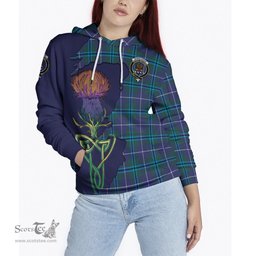Scottish Sandilands Clan Tartan Crest with Thistle and Scotland Map Tartan Plaid Hoodie Scottish Plaid Tartan Plaid - ScotsTee - scotstee.com
