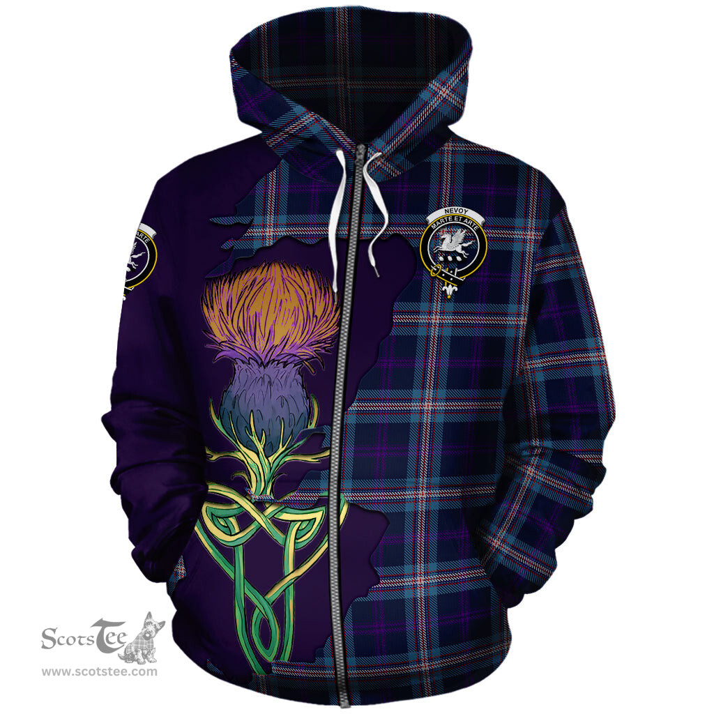 Scottish Nevoy Clan Tartan Crest with Thistle and Scotland Map Tartan Plaid Hoodie Scottish Plaid Tartan Plaid - ScotsTee - scotstee.com