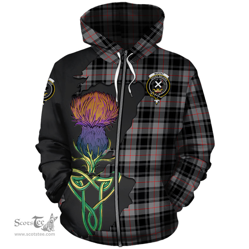 Scottish Moffat Modern Clan Tartan Crest with Thistle and Scotland Map Tartan Plaid Hoodie Scottish Plaid Tartan Plaid - ScotsTee - scotstee.com