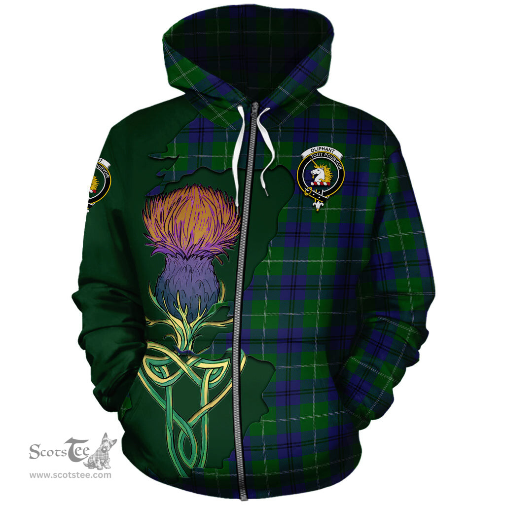 Scottish Oliphant Clan Tartan Crest with Thistle and Scotland Map Tartan Plaid Hoodie Scottish Plaid Tartan Plaid - ScotsTee - scotstee.com