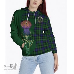 Scottish Rollo Clan Tartan Crest with Thistle and Scotland Map Tartan Plaid Hoodie Scottish Plaid Tartan Plaid - ScotsTee - scotstee.com
