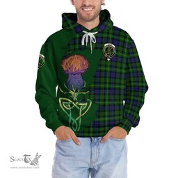 Scottish Rollo Clan Tartan Crest with Thistle and Scotland Map Tartan Plaid Hoodie Scottish Plaid Tartan Plaid - ScotsTee - scotstee.com