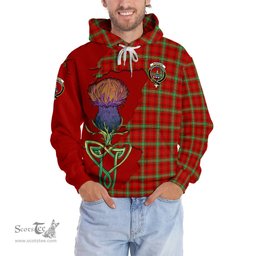 Scottish Morrison Red Modern Clan Tartan Crest with Thistle and Scotland Map Tartan Plaid Hoodie Scottish Plaid Tartan Plaid - ScotsTee - scotstee.com