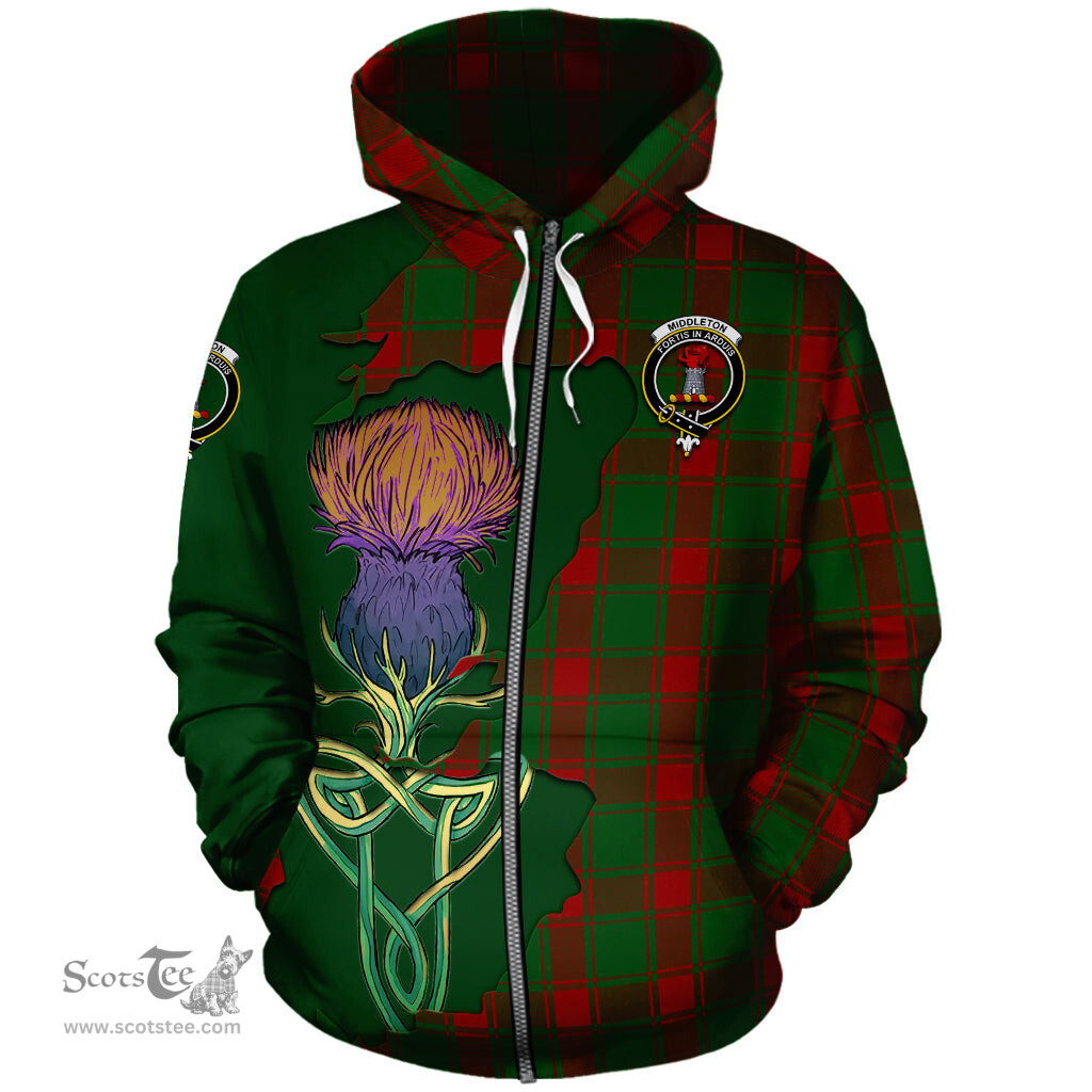 Scottish Middleton Clan Tartan Crest with Thistle and Scotland Map Tartan Plaid Hoodie Scottish Plaid Tartan Plaid - ScotsTee - scotstee.com