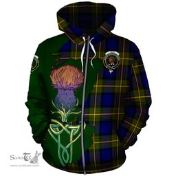Scottish Muir Clan Tartan Crest with Thistle and Scotland Map Tartan Plaid Hoodie Scottish Plaid Tartan Plaid - ScotsTee - scotstee.com