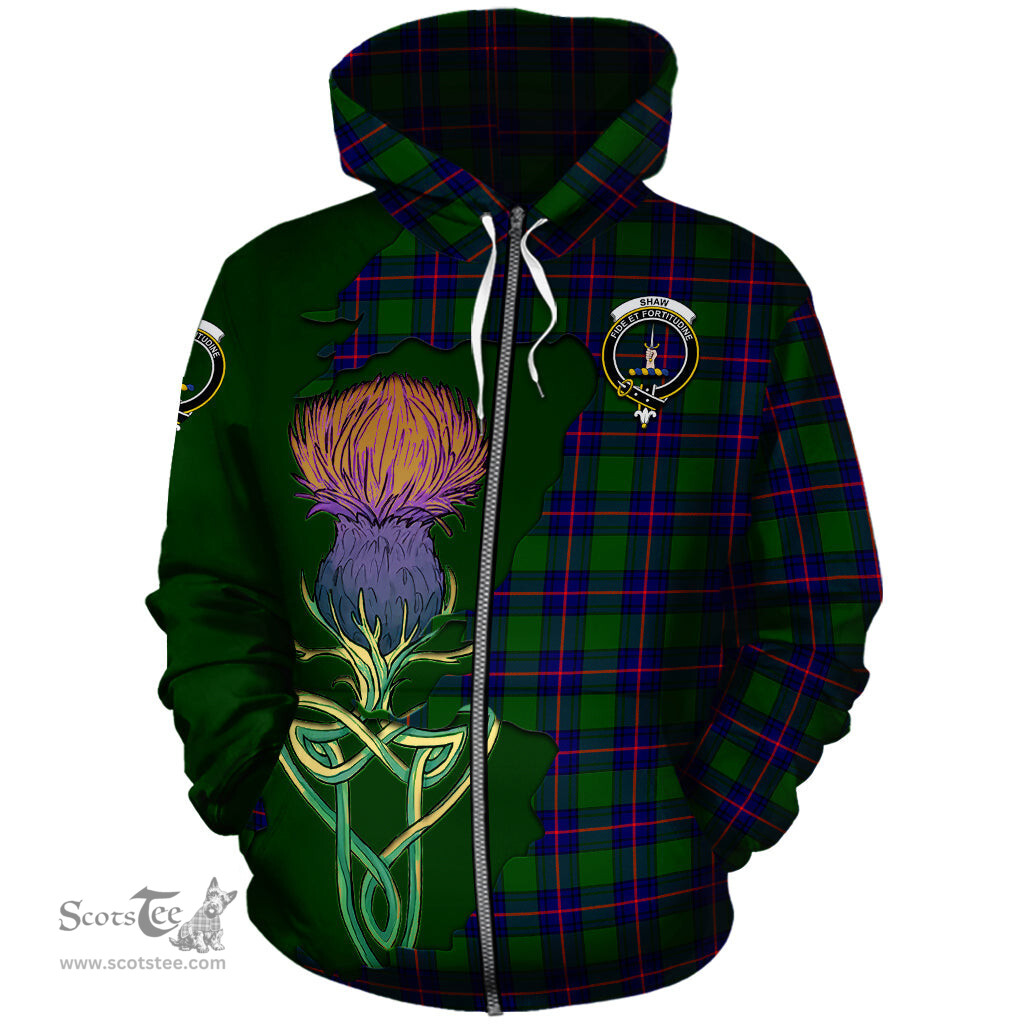 Scottish Shaw Modern Clan Tartan Crest with Thistle and Scotland Map Tartan Plaid Hoodie Scottish Plaid Tartan Plaid - ScotsTee - scotstee.com