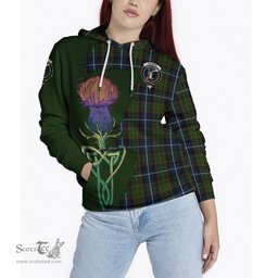 Scottish MacRae Hunting Clan Tartan Crest with Thistle and Scotland Map Tartan Plaid Hoodie Scottish Plaid Tartan Plaid - ScotsTee - scotstee.com