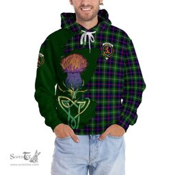 Scottish Sutherland Modern Clan Tartan Crest with Thistle and Scotland Map Tartan Plaid Hoodie Scottish Plaid Tartan Plaid - ScotsTee - scotstee.com