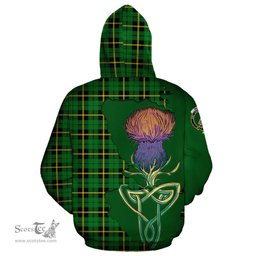 Scottish Wallace Hunting Green Clan Tartan Crest with Thistle and Scotland Map Tartan Plaid Hoodie Scottish Plaid Tartan Plaid - ScotsTee - scotstee.com