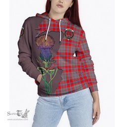 Scottish Moubray Clan Tartan Crest with Thistle and Scotland Map Tartan Plaid Hoodie Scottish Plaid Tartan Plaid - ScotsTee - scotstee.com