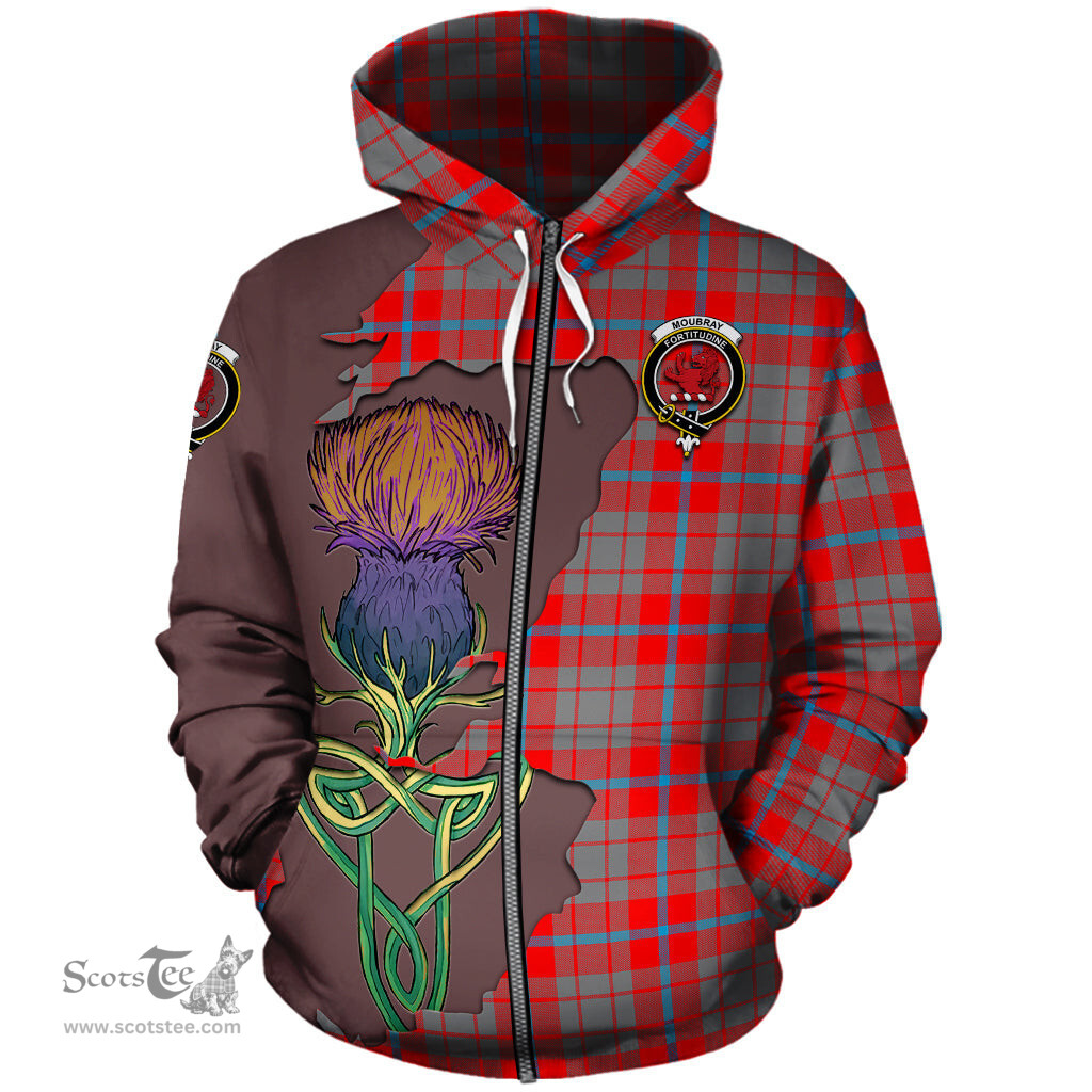 Scottish Moubray Clan Tartan Crest with Thistle and Scotland Map Tartan Plaid Hoodie Scottish Plaid Tartan Plaid - ScotsTee - scotstee.com