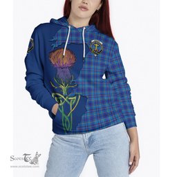 Scottish Mercer Modern Clan Tartan Crest with Thistle and Scotland Map Tartan Plaid Hoodie Scottish Plaid Tartan Plaid - ScotsTee - scotstee.com