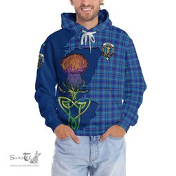Scottish Mercer Modern Clan Tartan Crest with Thistle and Scotland Map Tartan Plaid Hoodie Scottish Plaid Tartan Plaid - ScotsTee - scotstee.com