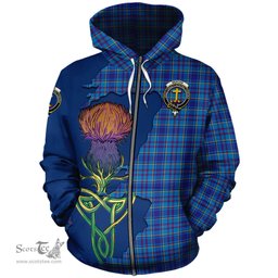 Scottish Mercer Modern Clan Tartan Crest with Thistle and Scotland Map Tartan Plaid Hoodie Scottish Plaid Tartan Plaid - ScotsTee - scotstee.com