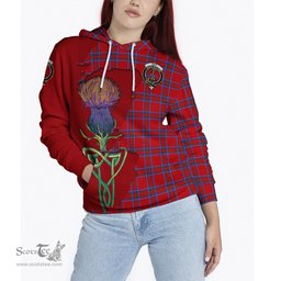 Scottish Rait Clan Tartan Crest with Thistle and Scotland Map Tartan Plaid Hoodie Scottish Plaid Tartan Plaid - ScotsTee - scotstee.com