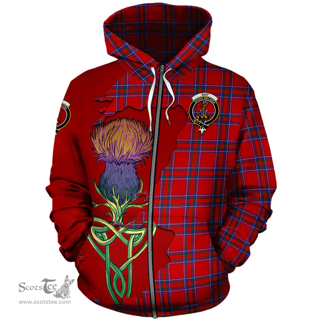 Scottish Rait Clan Tartan Crest with Thistle and Scotland Map Tartan Plaid Hoodie Scottish Plaid Tartan Plaid - ScotsTee - scotstee.com