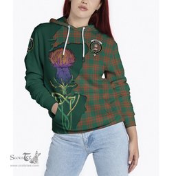 Scottish Menzies Green Ancient Clan Tartan Crest with Thistle and Scotland Map Tartan Plaid Hoodie Scottish Plaid Tartan Plaid - ScotsTee - scotstee.com
