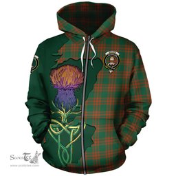 Scottish Menzies Green Ancient Clan Tartan Crest with Thistle and Scotland Map Tartan Plaid Hoodie Scottish Plaid Tartan Plaid - ScotsTee - scotstee.com