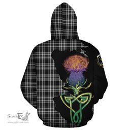 Scottish Stewart Black and White Clan Tartan Crest with Thistle and Scotland Map Tartan Plaid Hoodie Scottish Plaid Tartan Plaid - ScotsTee - scotstee.com