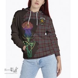 Scottish Nicolson Hunting Weathered Clan Tartan Crest with Thistle and Scotland Map Tartan Plaid Hoodie Scottish Plaid Tartan Plaid - ScotsTee - scotstee.com