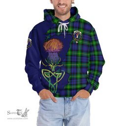 Scottish Meldrum Clan Tartan Crest with Thistle and Scotland Map Tartan Plaid Hoodie Scottish Plaid Tartan Plaid - ScotsTee - scotstee.com