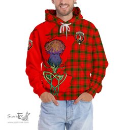 Scottish MacQuarrie Modern Clan Tartan Crest with Thistle and Scotland Map Tartan Plaid Hoodie Scottish Plaid Tartan Plaid - ScotsTee - scotstee.com