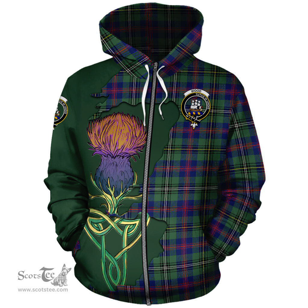 Scottish Wood Modern Clan Tartan Crest with Thistle and Scotland Map Tartan Plaid Hoodie Scottish Plaid Tartan Plaid - ScotsTee - scotstee.com