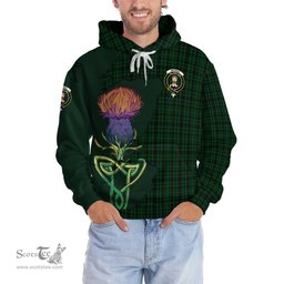 Scottish Menzies Green Clan Tartan Crest with Thistle and Scotland Map Tartan Plaid Hoodie Scottish Plaid Tartan Plaid - ScotsTee - scotstee.com