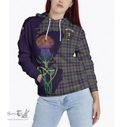 Scottish Taylor Weathered Clan Tartan Crest with Thistle and Scotland Map Tartan Plaid Hoodie Scottish Plaid Tartan Plaid - ScotsTee - scotstee.com