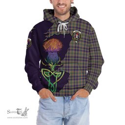 Scottish Taylor Weathered Clan Tartan Crest with Thistle and Scotland Map Tartan Plaid Hoodie Scottish Plaid Tartan Plaid - ScotsTee - scotstee.com