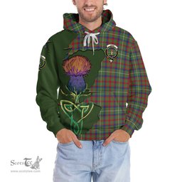 Scottish Shaw Green Modern Clan Tartan Crest with Thistle and Scotland Map Tartan Plaid Hoodie Scottish Plaid Tartan Plaid - ScotsTee - scotstee.com
