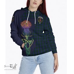 Scottish Sutherland Clan Tartan Crest with Thistle and Scotland Map Tartan Plaid Hoodie Scottish Plaid Tartan Plaid - ScotsTee - scotstee.com