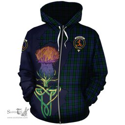 Scottish Sutherland Clan Tartan Crest with Thistle and Scotland Map Tartan Plaid Hoodie Scottish Plaid Tartan Plaid - ScotsTee - scotstee.com