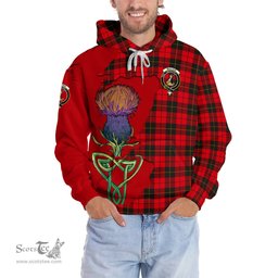 Scottish Wallace Weathered Clan Tartan Crest with Thistle and Scotland Map Tartan Plaid Hoodie Scottish Plaid Tartan Plaid - ScotsTee - scotstee.com