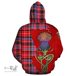 Scottish Straiton Clan Tartan Crest with Thistle and Scotland Map Tartan Plaid Hoodie Scottish Plaid Tartan Plaid - ScotsTee - scotstee.com
