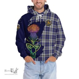 Scottish MacPherson Dress Blue Clan Tartan Crest with Thistle and Scotland Map Tartan Plaid Hoodie Scottish Plaid Tartan Plaid - ScotsTee - scotstee.com